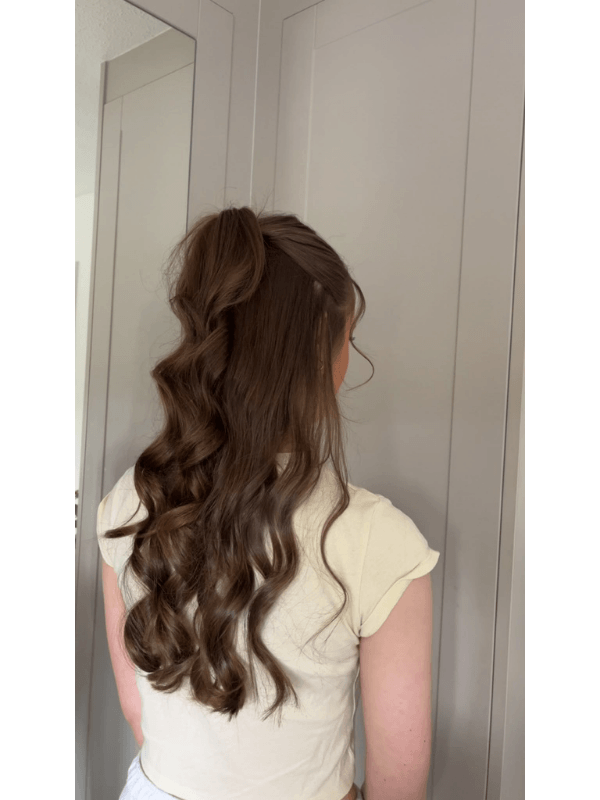 updo and soft curls